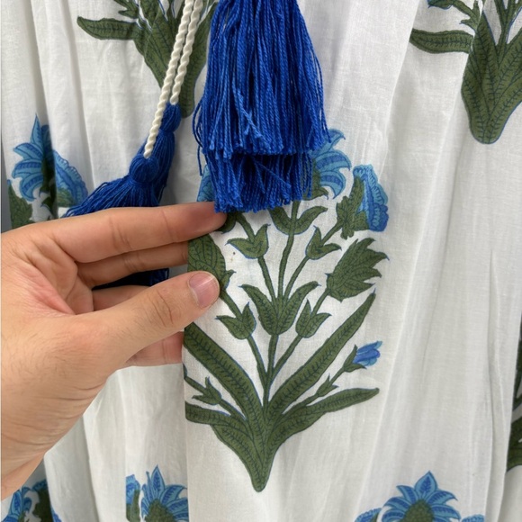 SZ Blockprints Shopbop Jodhpur floral block print cotton midi dress medium NWT - Picture 3 of 16